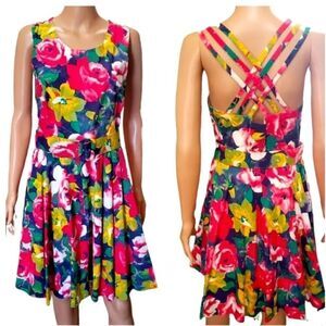Robinson’s Floral Multiple Crisscross Back Summer Dress LARGE